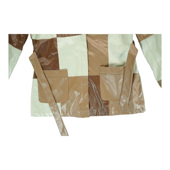 Vintage Voice Patchwork Jacket Brown-Multi RN40531 Women's Polyurethane/Nylon - Picture 5 of 7